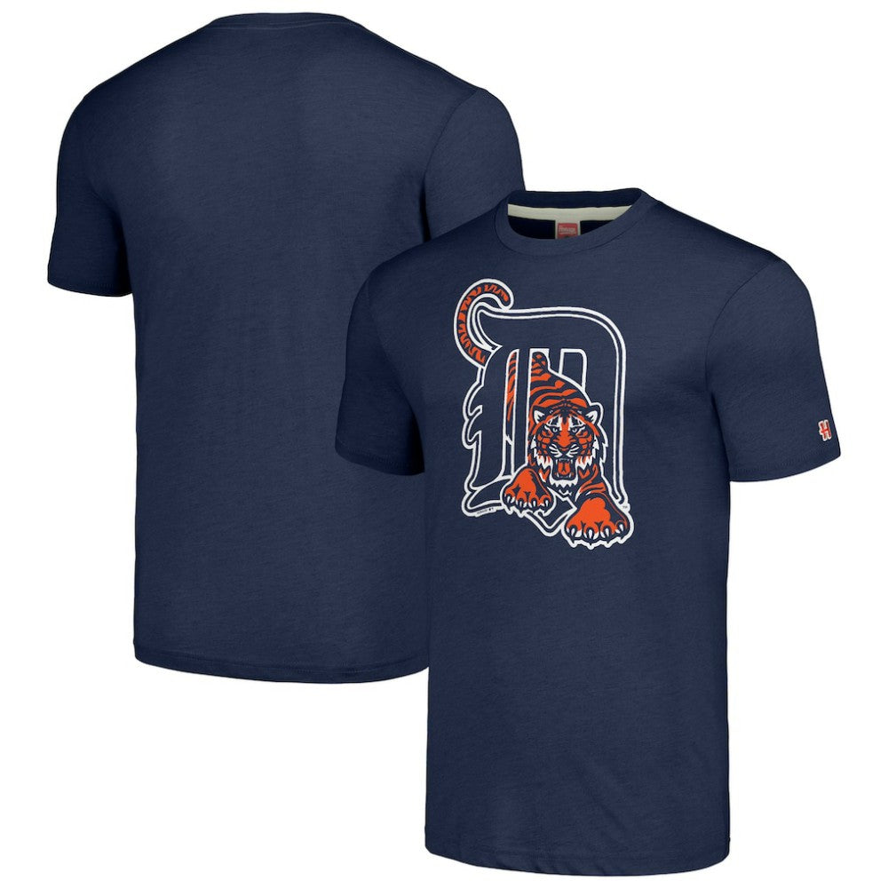Navy Detroit Tigers Homage Cooperstown Collection Hand-Drawn Logo Tri-Blend T-Shirt