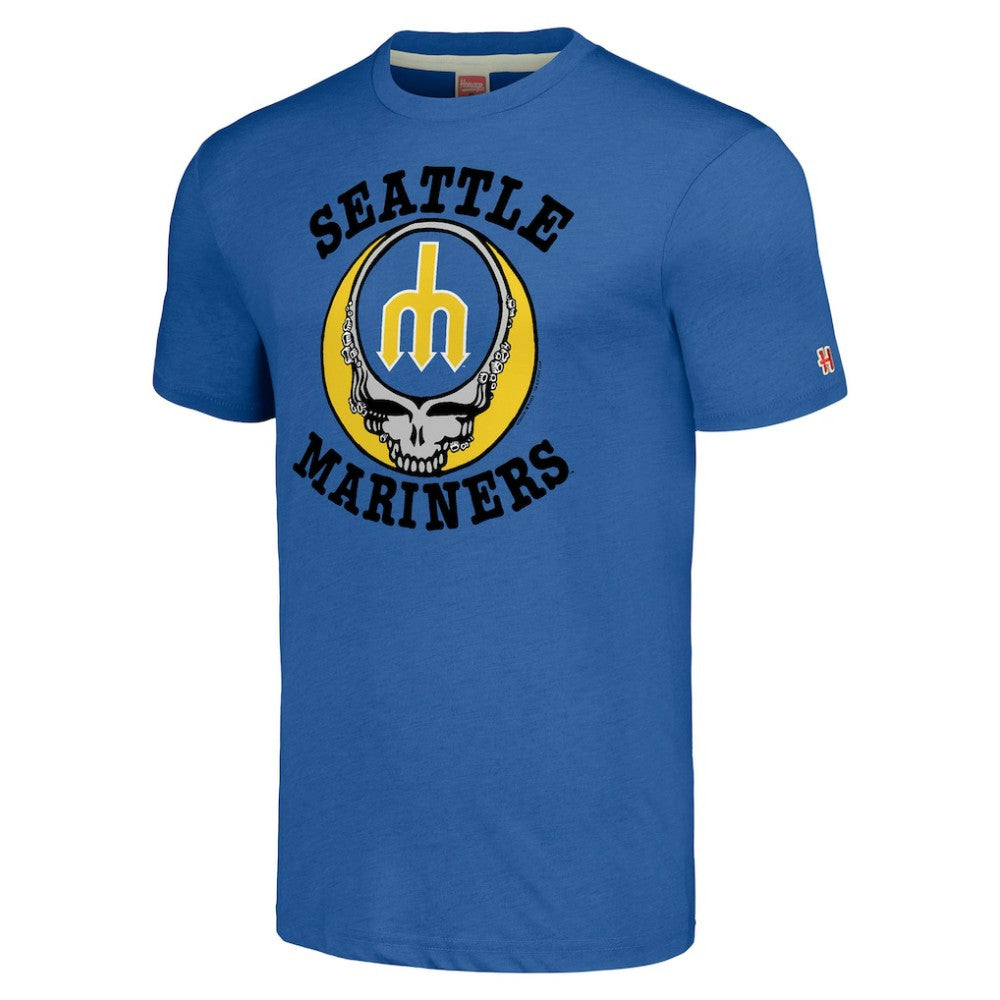 Royal Seattle Mariners Homage Grateful Dead Tri-Blend T-Shirt