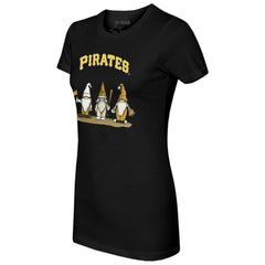 Black Pittsburgh Pirates Tiny Turnip Women's Gnomes T-Shirt