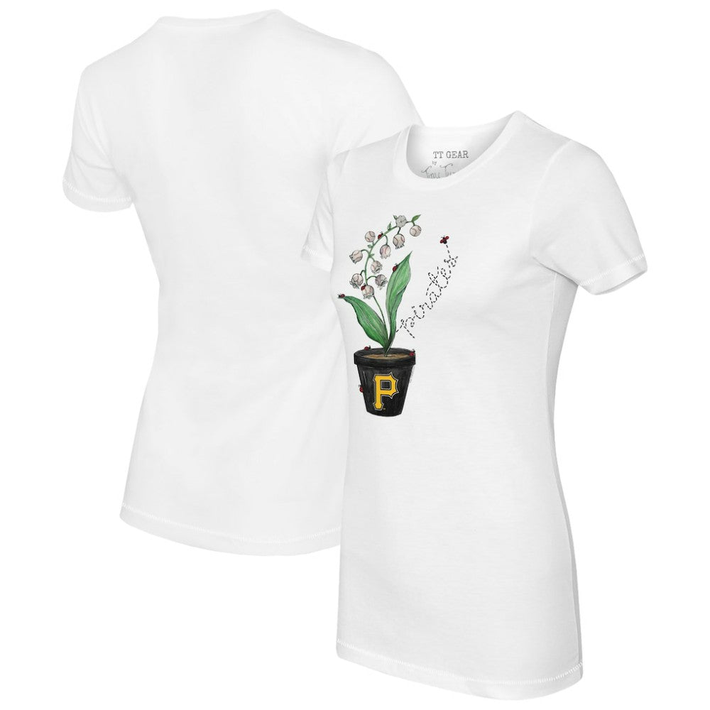 White Pittsburgh Pirates Tiny Turnip Women's Lilies and Ladybugs T-Shirt