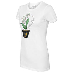 White Pittsburgh Pirates Tiny Turnip Women's Lilies and Ladybugs T-Shirt