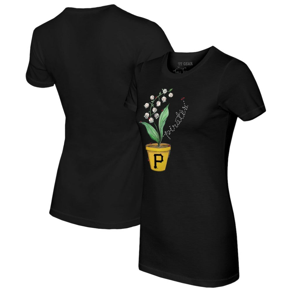 Black Pittsburgh Pirates Tiny Turnip Women's Lilies and Ladybugs T-Shirt