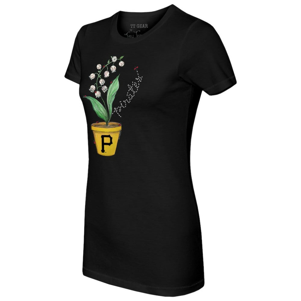 Black Pittsburgh Pirates Tiny Turnip Women's Lilies and Ladybugs T-Shirt