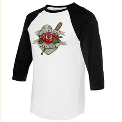 White/Black Pittsburgh Pirates Tiny Turnip Unisex American Traditional Rose 3/4-Sleeve Raglan T-Shirt