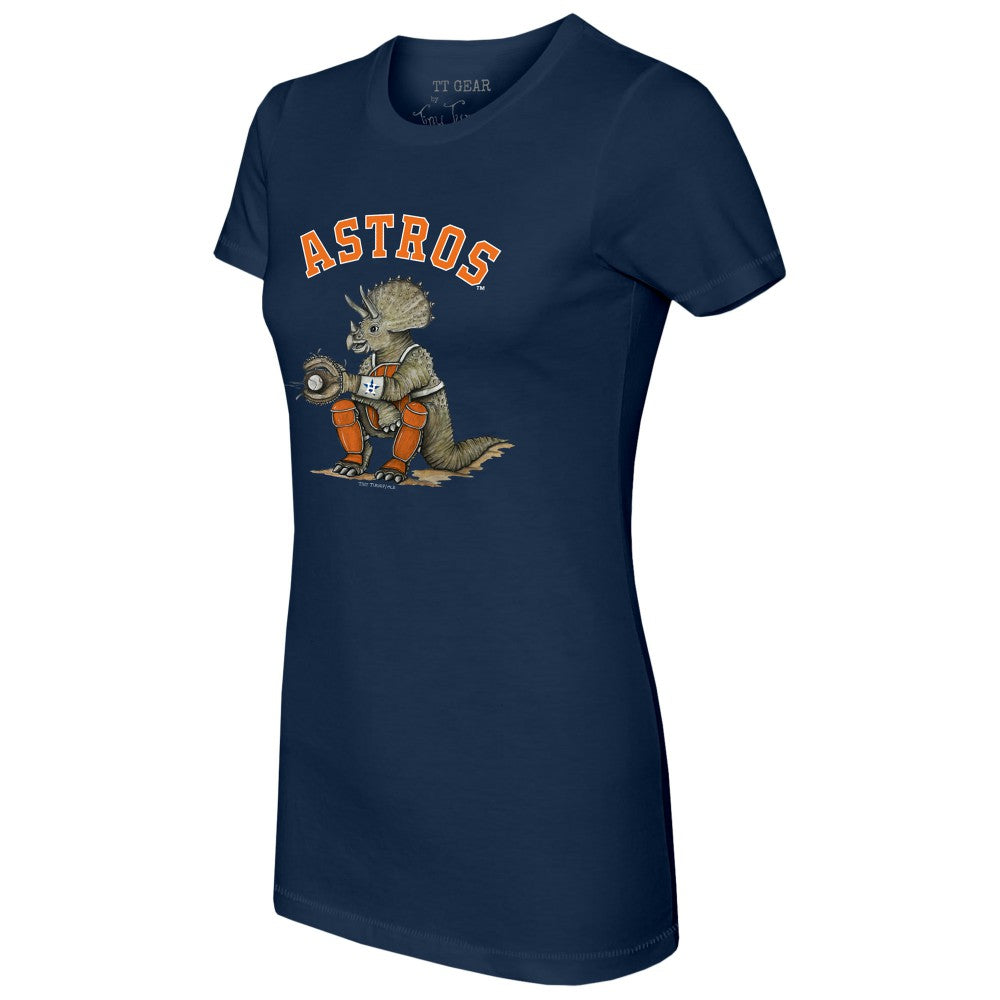 Navy Houston Astros Tiny Turnip Women's Triceratops T-Shirt