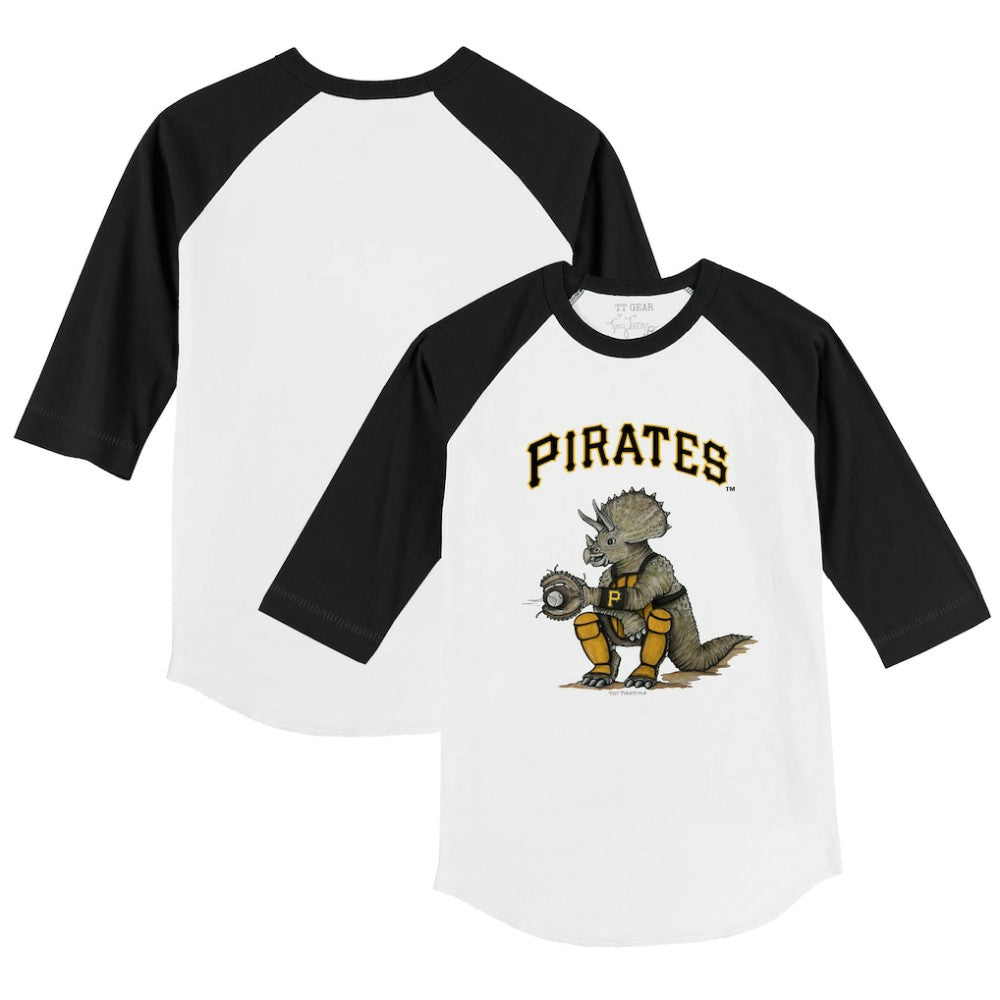 White/Black Pittsburgh Pirates Tiny Turnip Youth Triceratops 3/4-Sleeve Raglan T-Shirt