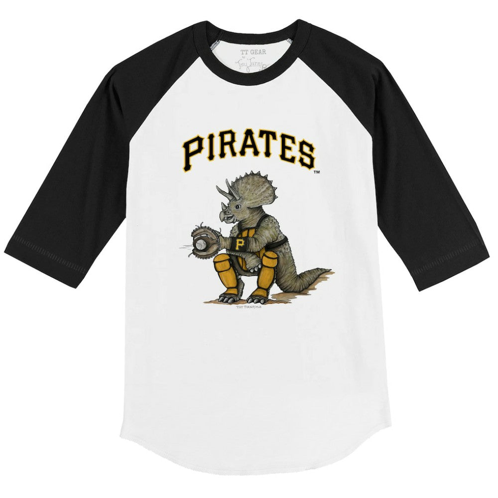 White/Black Pittsburgh Pirates Tiny Turnip Youth Triceratops 3/4-Sleeve Raglan T-Shirt