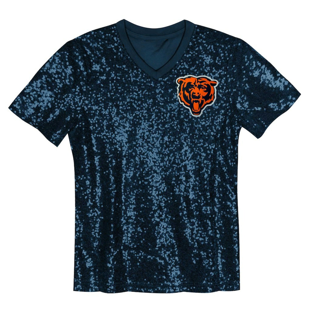 Girls Youth Wordmark Sequin V-Neck Top - Chicago Bears Tops