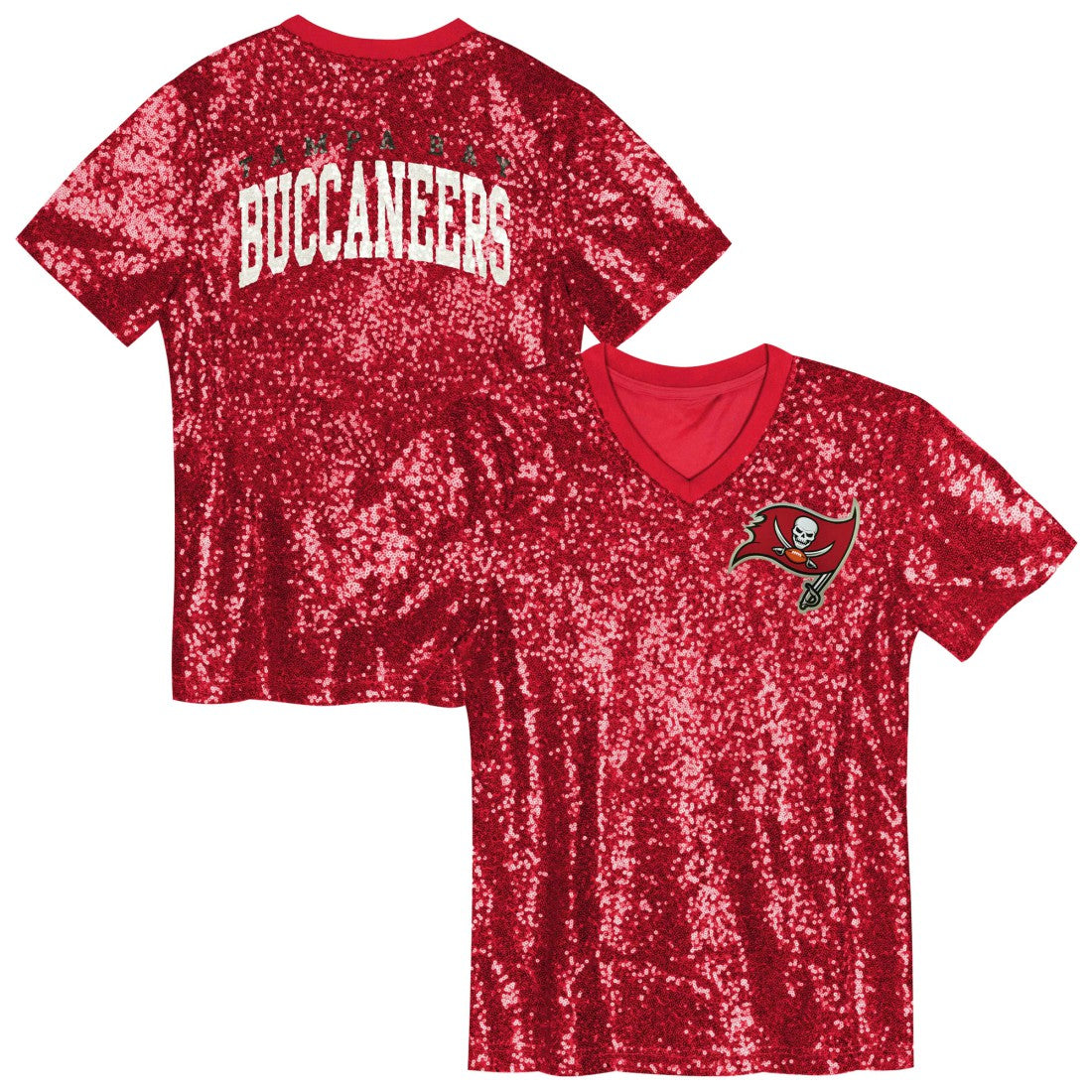 Girls Youth Wordmark Sequin V-Neck Top - Tampa Bay Buccaneers Tops