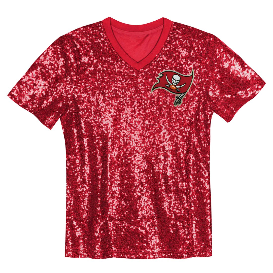 Girls Youth Wordmark Sequin V-Neck Top - Tampa Bay Buccaneers Tops