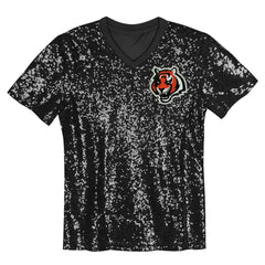 Girls Youth Wordmark Sequin V-Neck Top - Cincinnati Bengals Tops