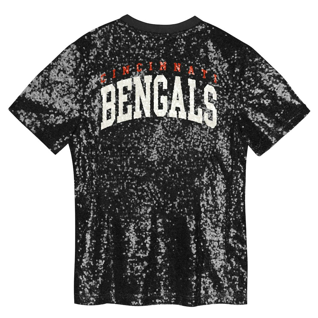 Girls Youth Wordmark Sequin V-Neck Top - Cincinnati Bengals Tops