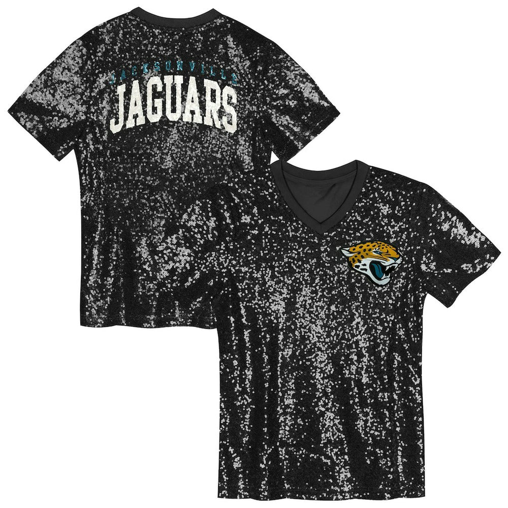 Girls Youth Wordmark Sequin V-Neck Top - Jacksonville Jaguars Tops
