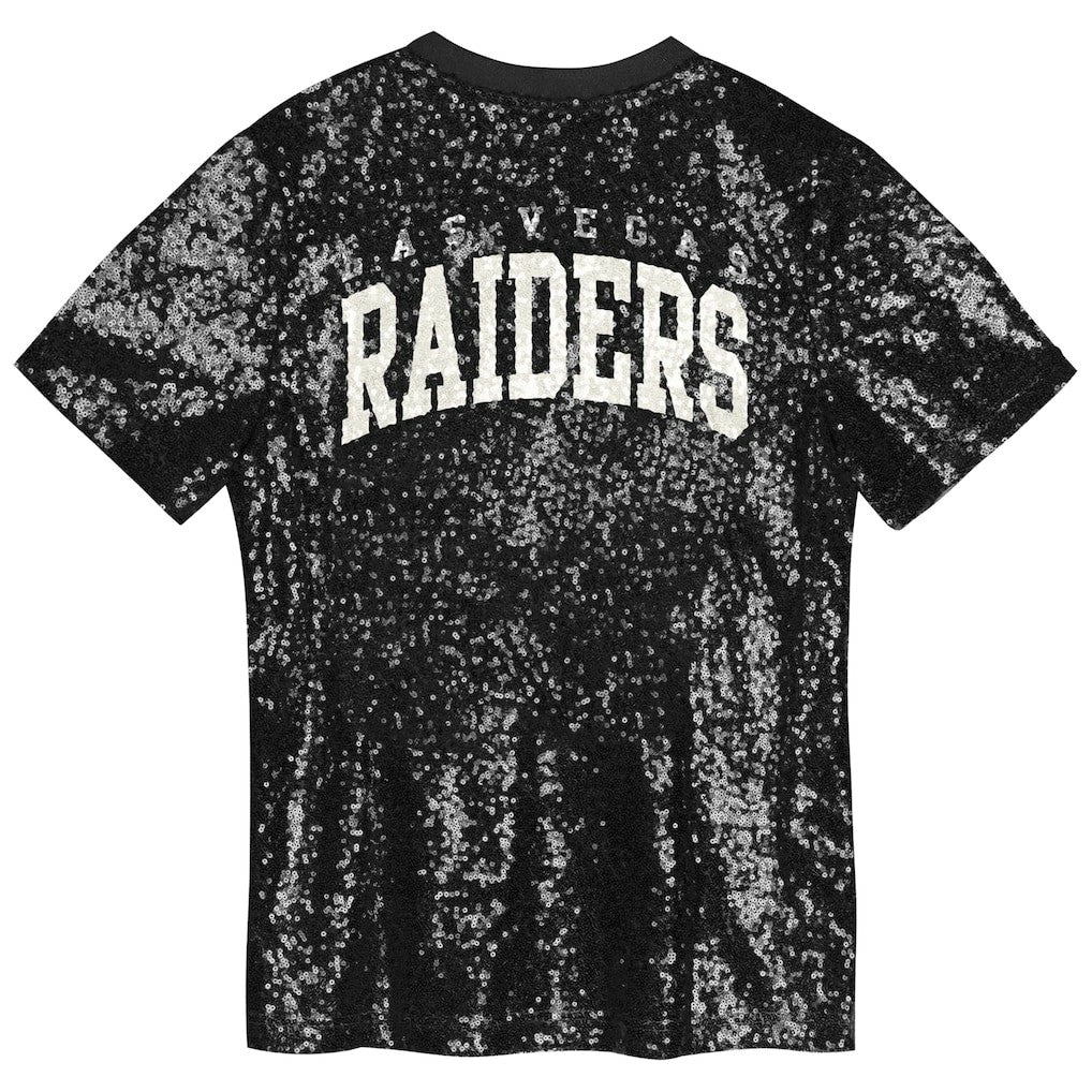 Girls Youth Wordmark Sequin V-Neck Top - Las Vegas Raiders Tops