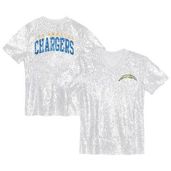 Girls Youth Wordmark Sequin V-Neck Top - Los Angeles Chargers Tops