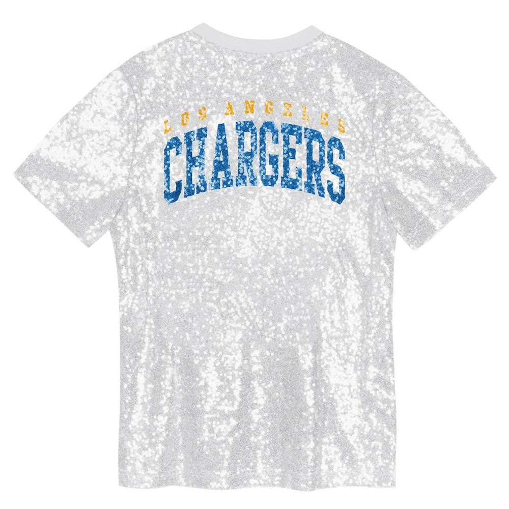 Girls Youth Wordmark Sequin V-Neck Top - Los Angeles Chargers Tops