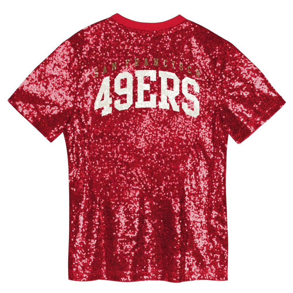 Girls Youth Wordmark Sequin V-Neck Top - San Francisco 49ers Tops