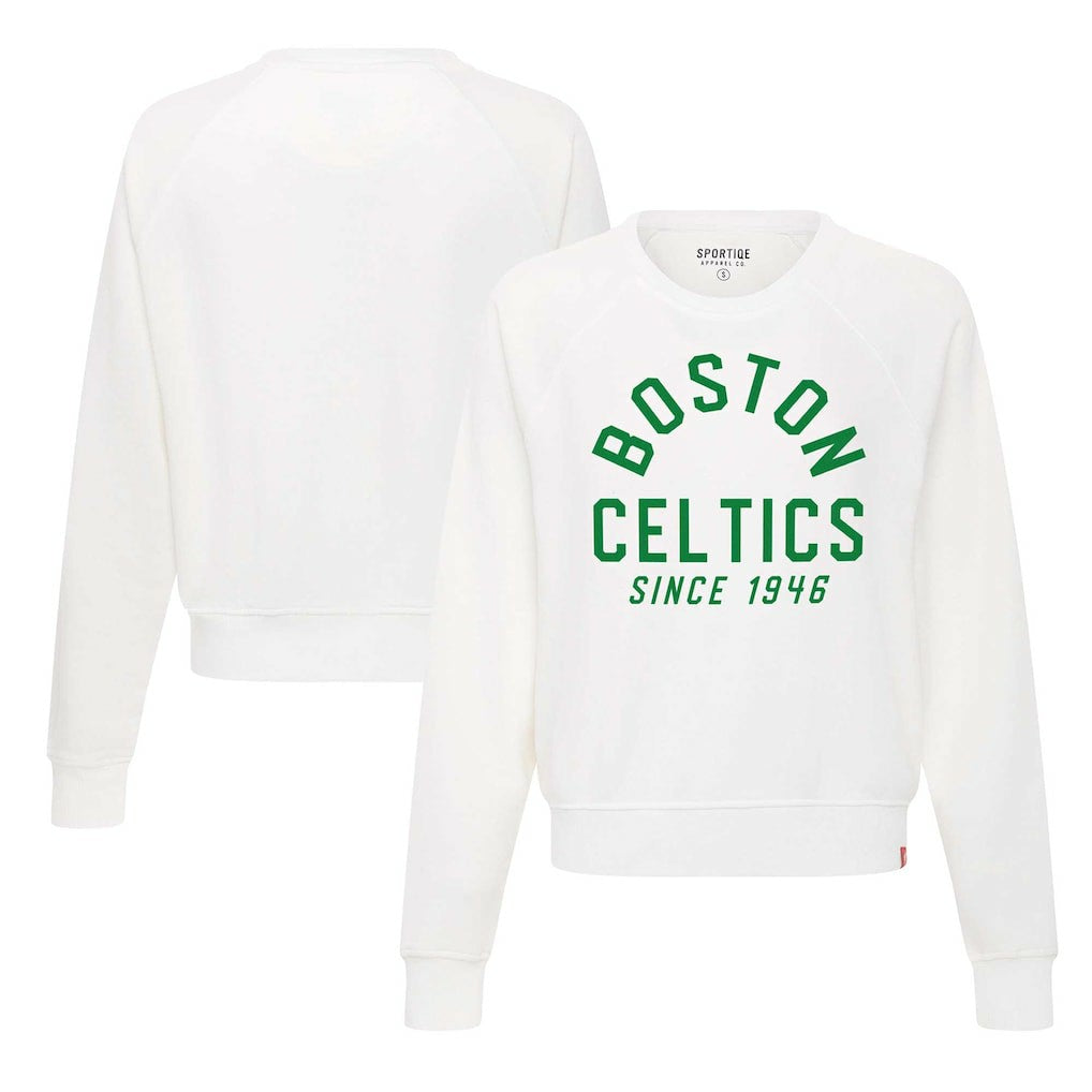 Boston Celtics Sportiqe Women's Ashlyn Super Soft Raglan Pullover Sweatshirt
