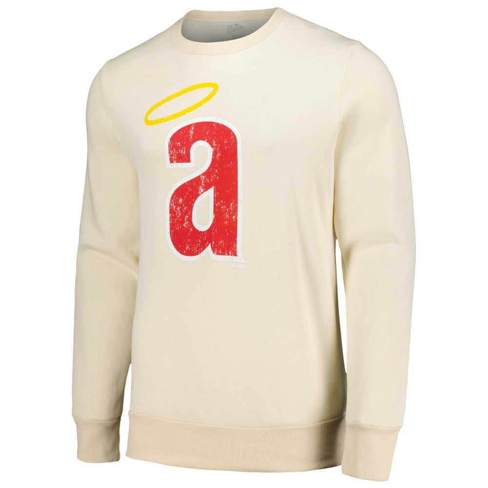 Oatmeal Los Angeles Angels Majestic Threads Fleece Pullover Sweatshirt