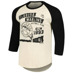 Cream/Black Miami Marlins Majestic Threads Raglan 3/4-Sleeve T-Shirt