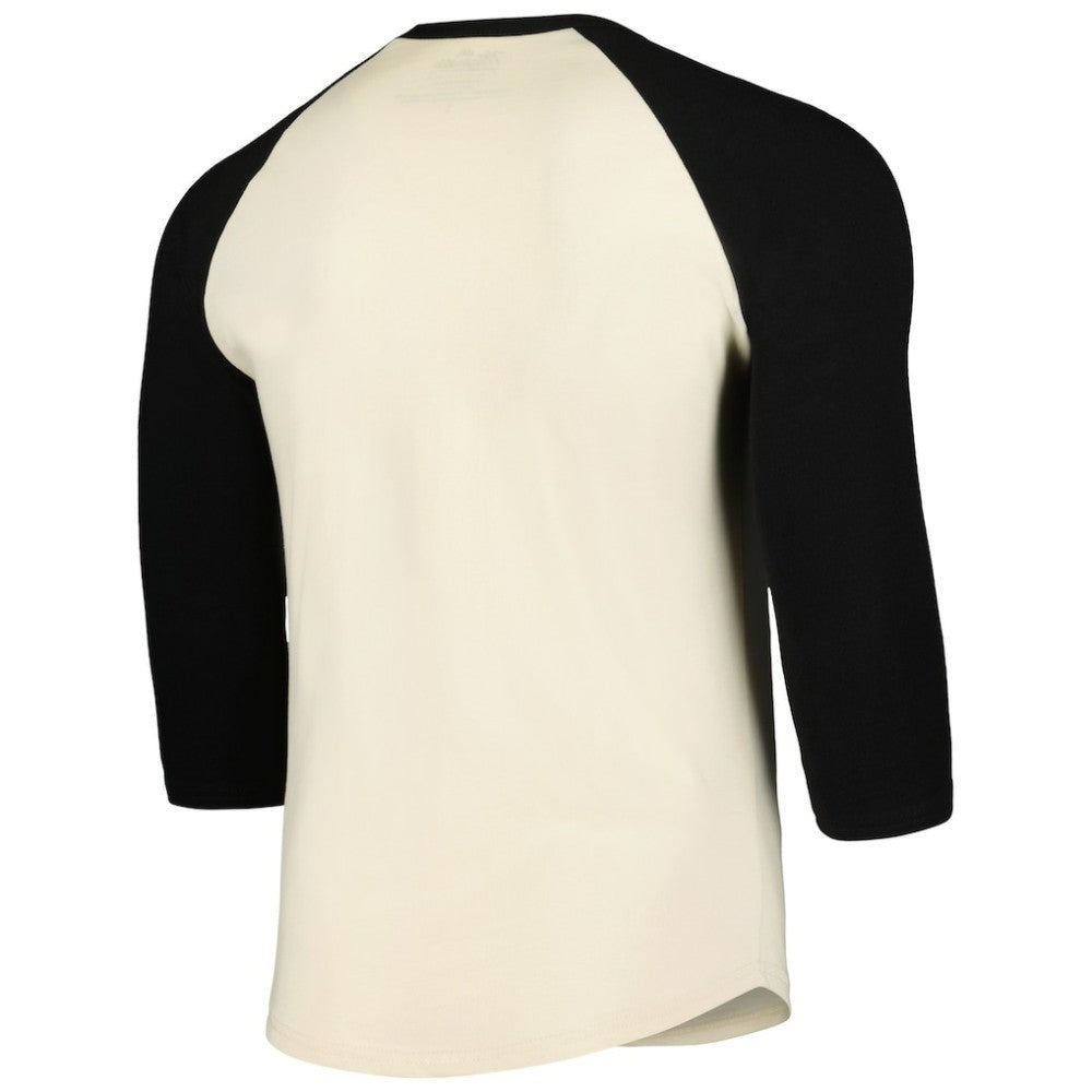 Cream/Black Miami Marlins Majestic Threads Raglan 3/4-Sleeve T-Shirt