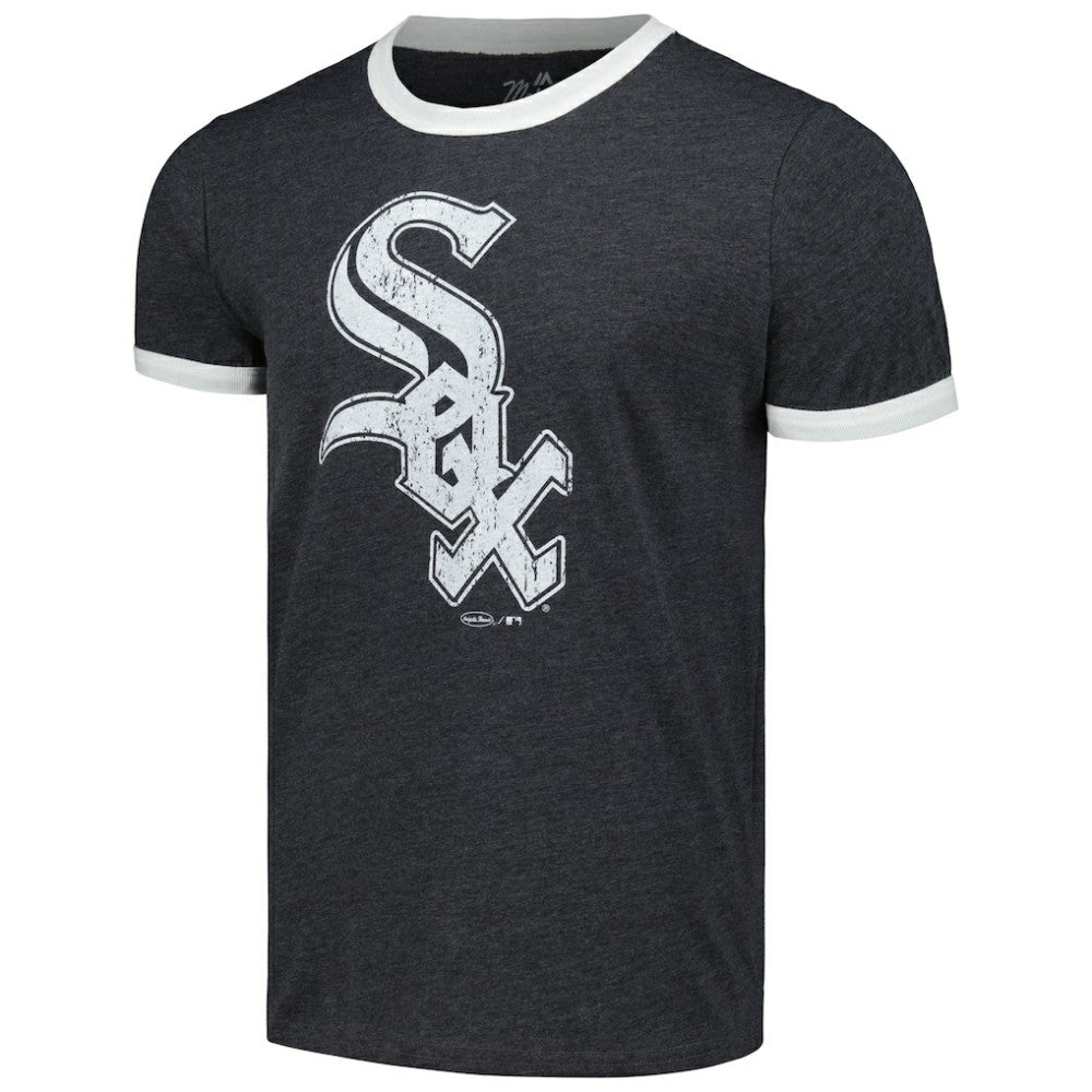 Black Chicago White Sox Majestic Threads Ringer Tri-Blend T-Shirt