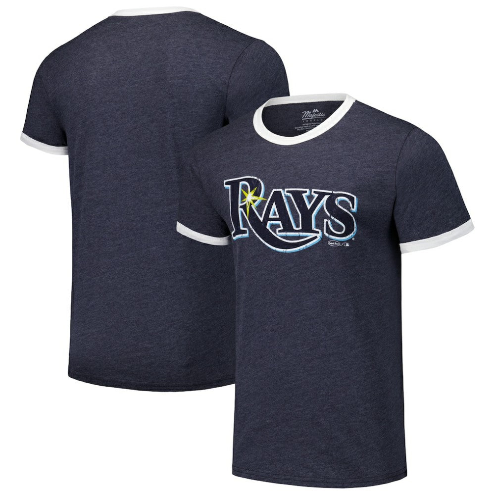 Navy Tampa Bay Rays Majestic Threads Ringer Tri-Blend T-Shirt