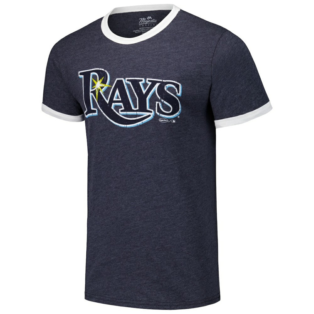Navy Tampa Bay Rays Majestic Threads Ringer Tri-Blend T-Shirt