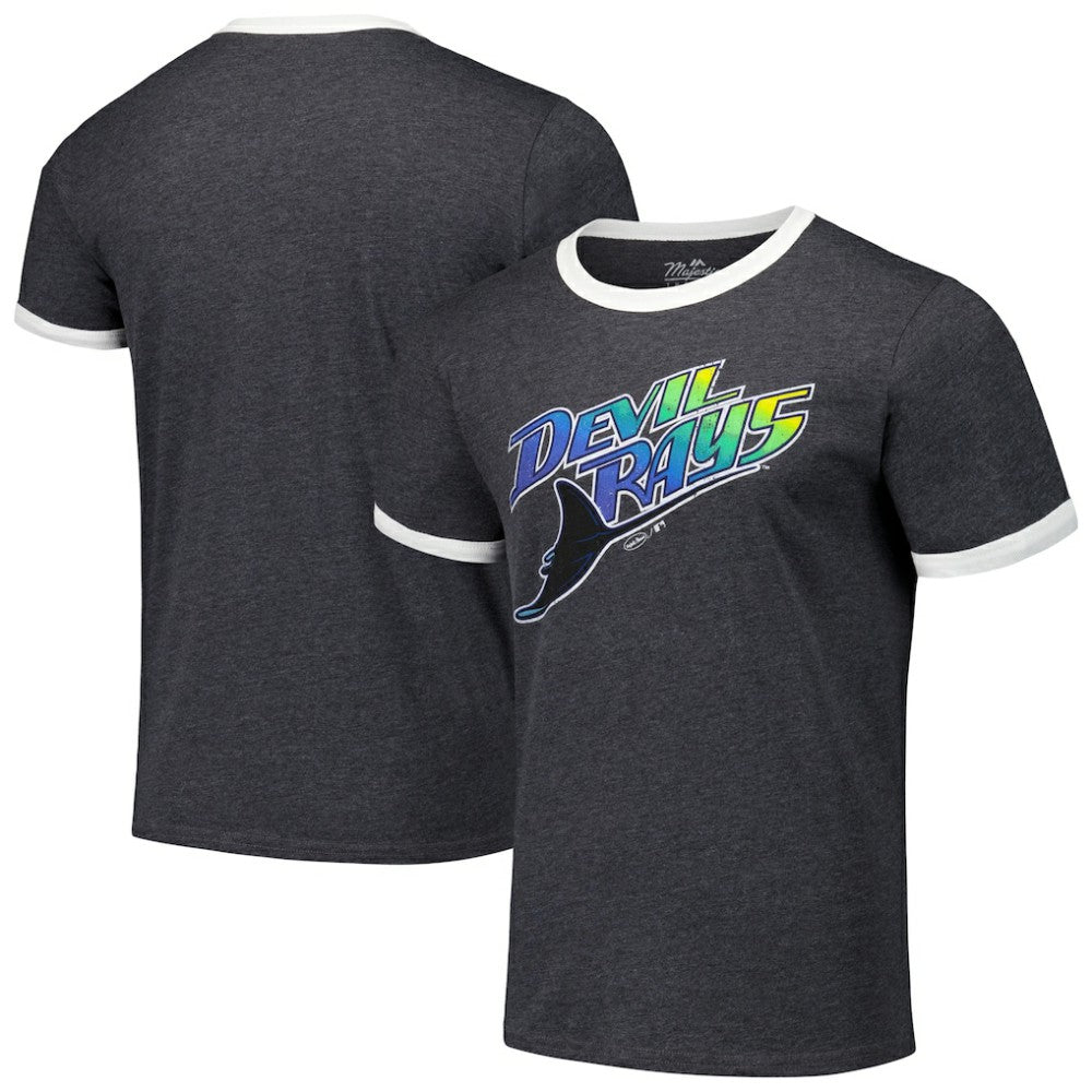 Black Tampa Bay Rays Majestic Threads Ringer Tri-Blend T-Shirt