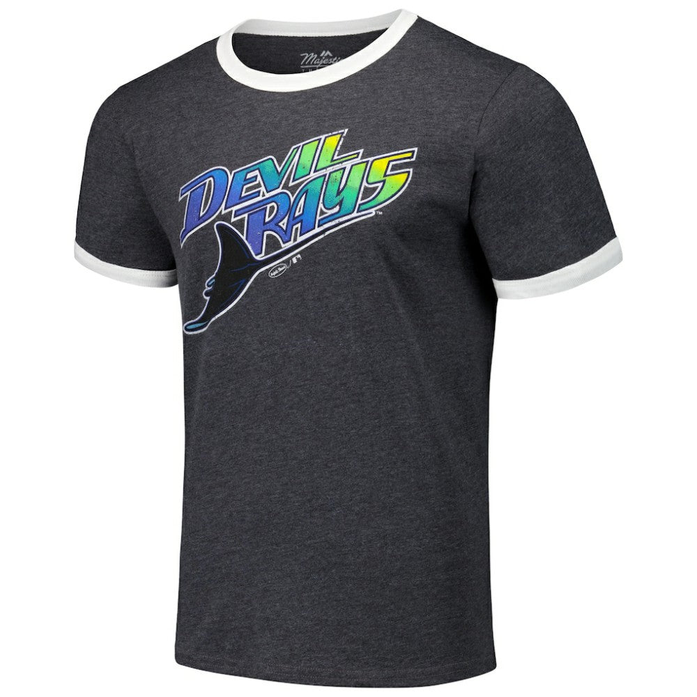 Black Tampa Bay Rays Majestic Threads Ringer Tri-Blend T-Shirt