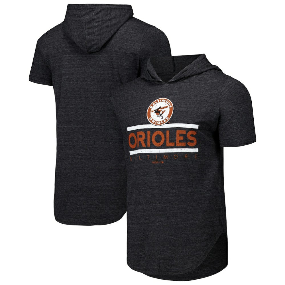 Black Baltimore Orioles Majestic Threads Tri-Blend Hoodie T-Shirt