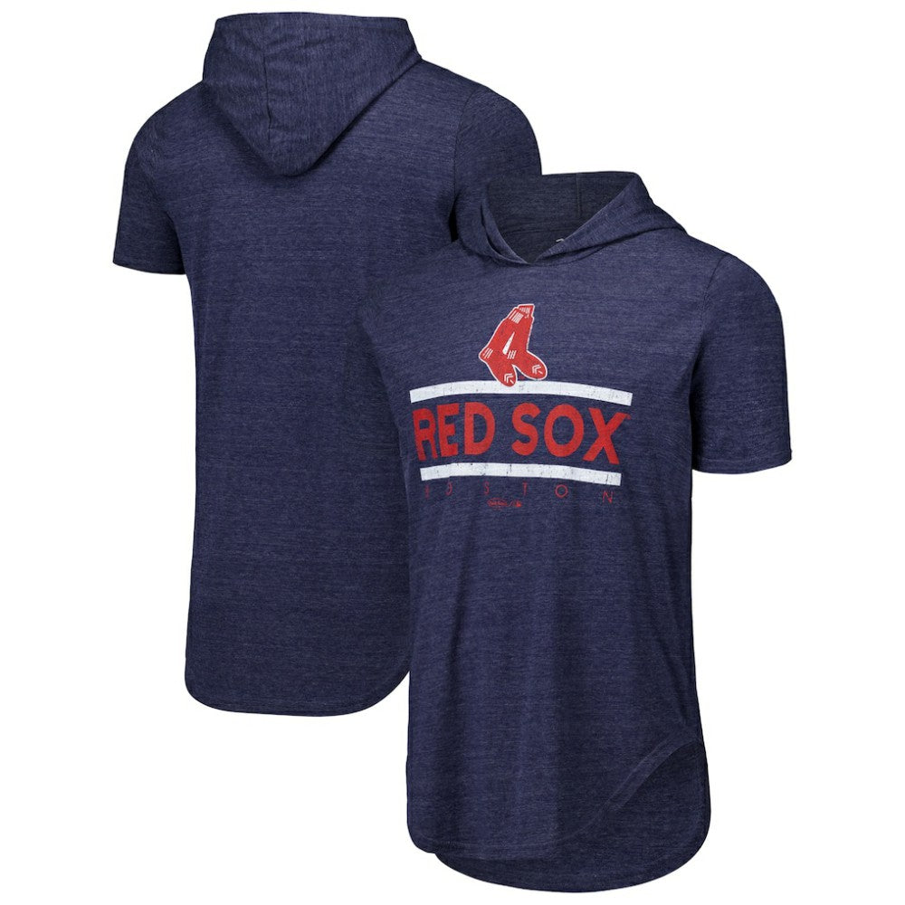 Navy Boston Red Sox Majestic Threads Tri-Blend Hoodie T-Shirt
