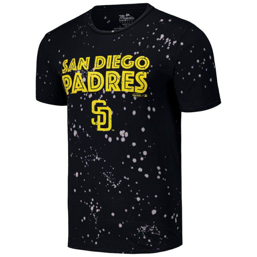 Black/White San Diego Padres Majestic Threads Splatter T-Shirt