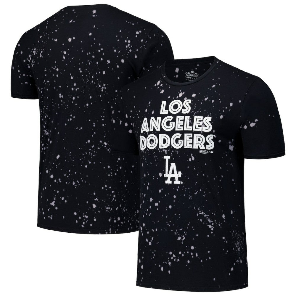 Black/White Los Angeles Dodgers Majestic Threads Splatter T-Shirt