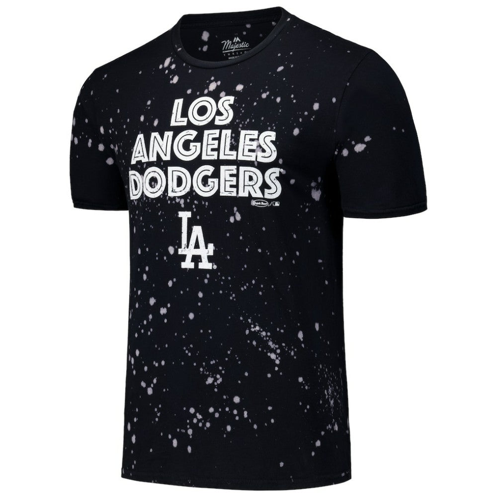 Black/White Los Angeles Dodgers Majestic Threads Splatter T-Shirt