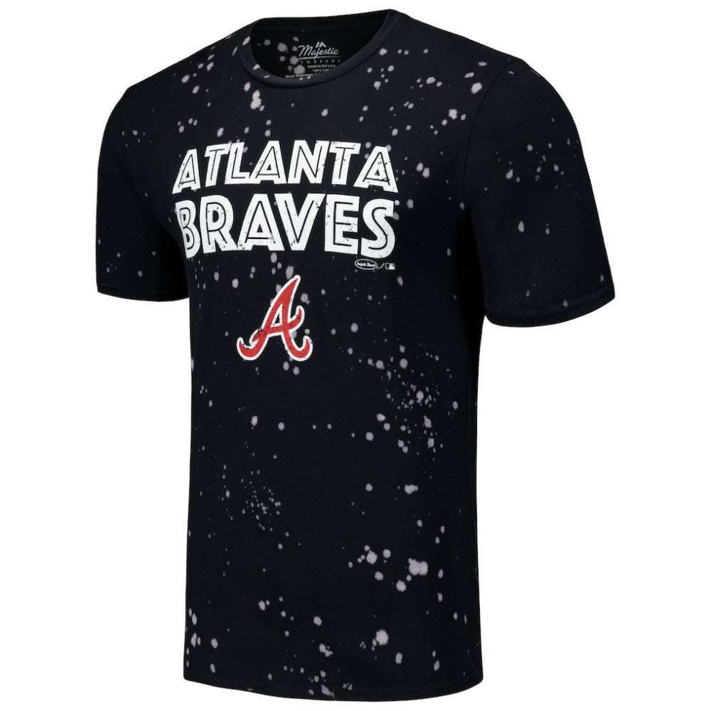Black/White Atlanta Braves Majestic Threads Splatter T-Shirt