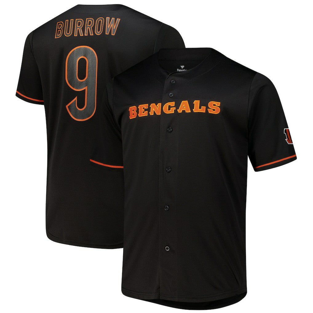 Joe Burrow  Big & Tall Baseball Button-Up Shirt - Cincinnati Bengals