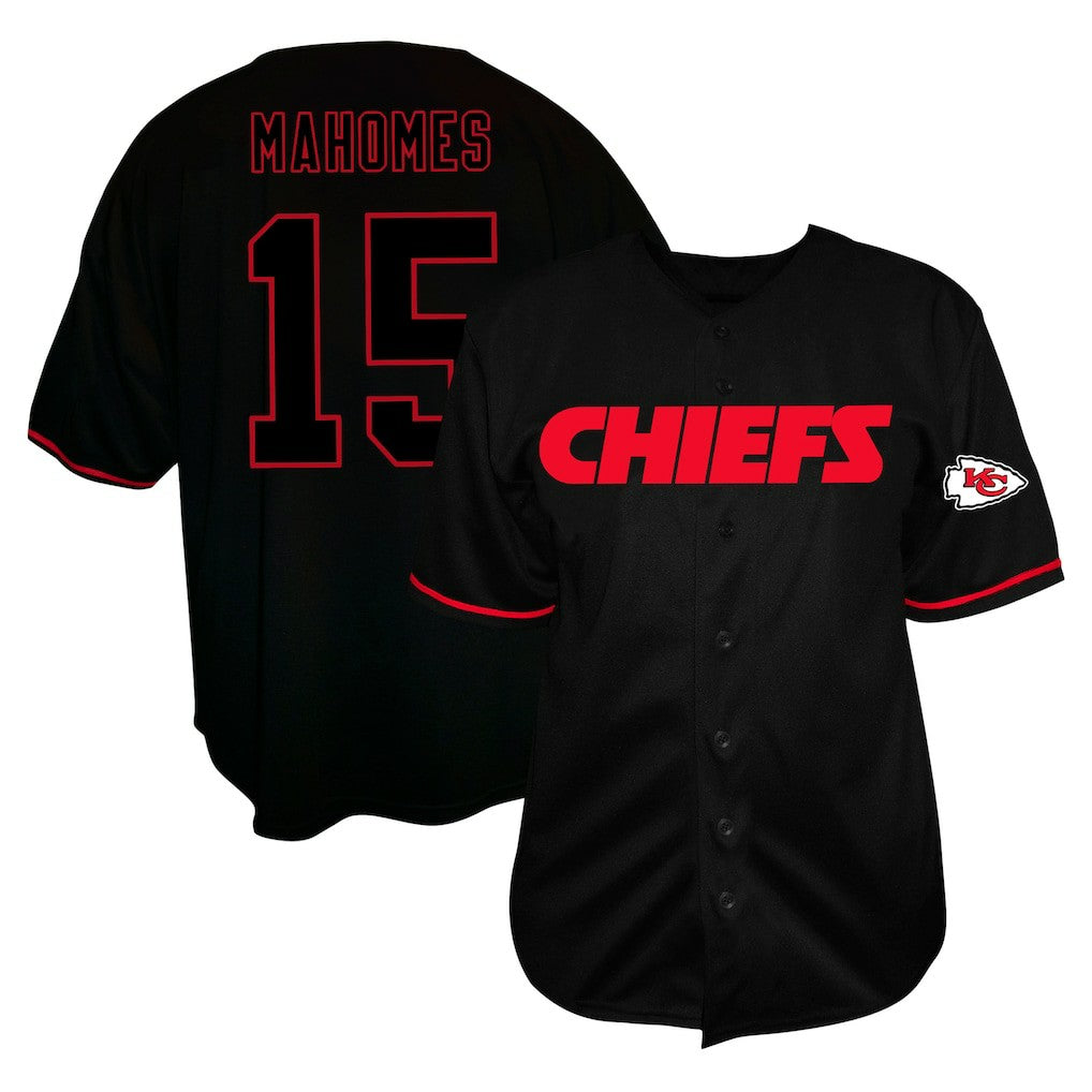 Patrick Mahomes  Big & Tall Baseball Button-Up Shirt - Kansas City Chiefs