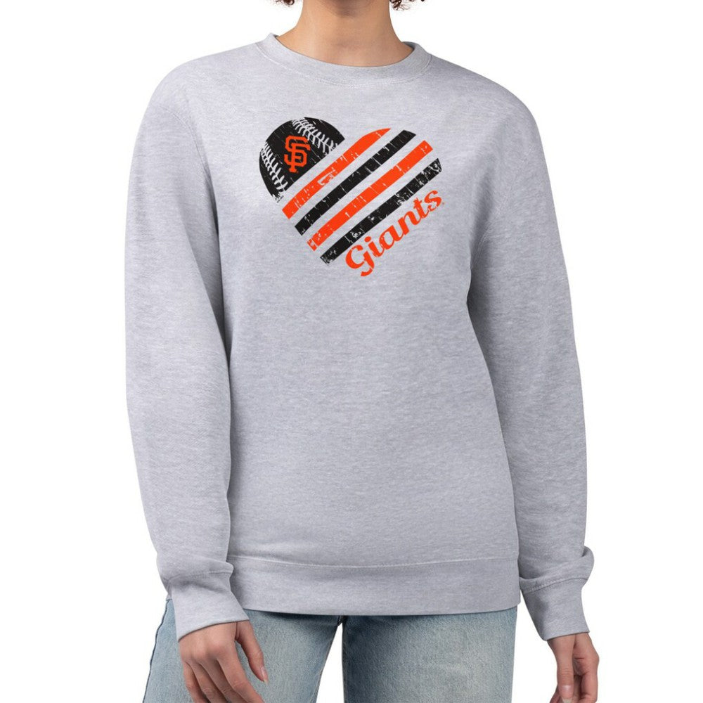 Heather Gray San Francisco Giants G-III 4Her by Carl Banks Women's Heart Logo Fleece Pullover Sweatshirt