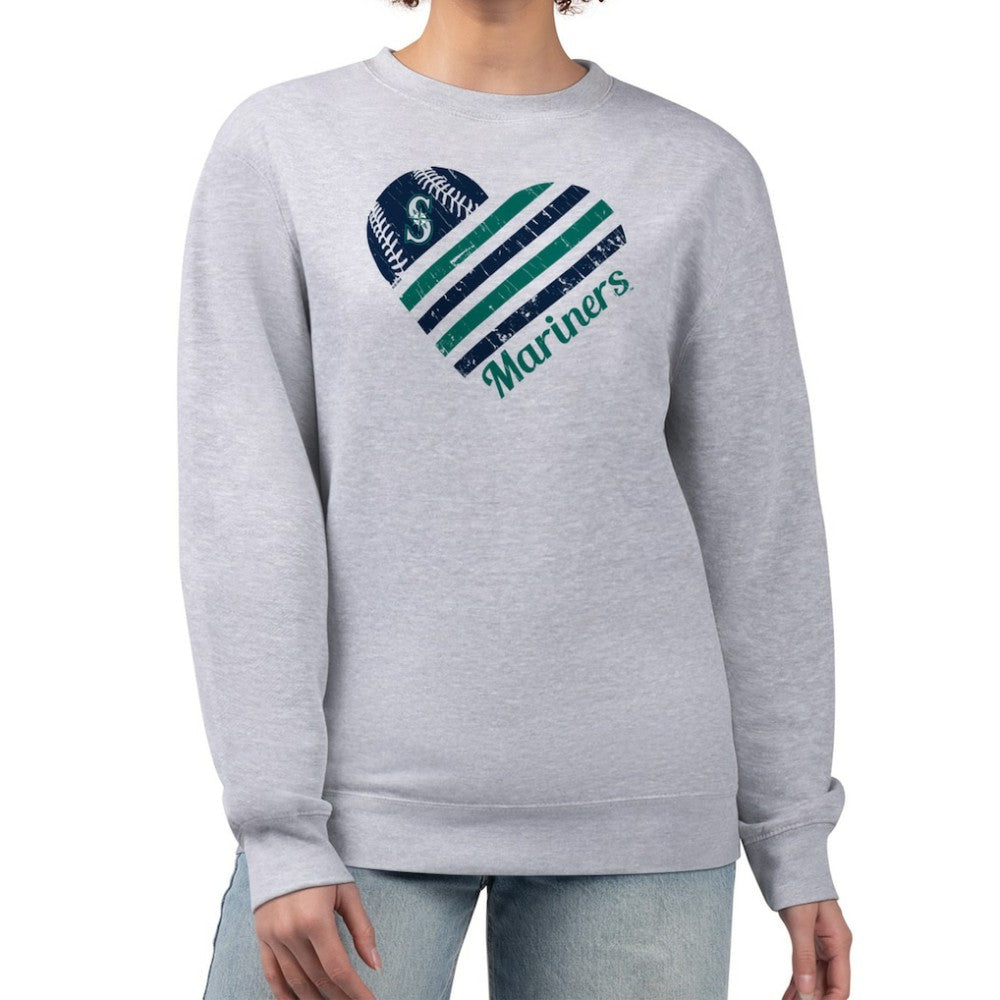 Heather Gray Seattle Mariners G-III 4Her by Carl Banks Women's Heart Logo Fleece Pullover Sweatshirt