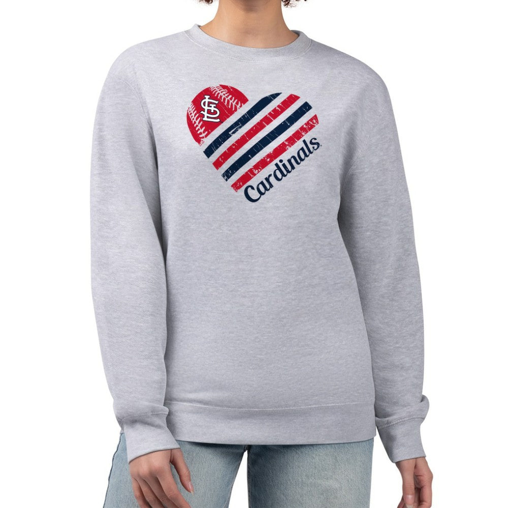 Heather Gray St. Louis Cardinals G-III 4Her by Carl Banks Women's Heart Logo Fleece Pullover Sweatshirt