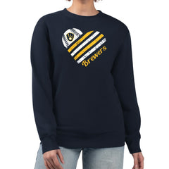 Navy Milwaukee Brewers G-III 4Her by Carl Banks Women's Heart Logo Fleece Pullover Sweatshirt
