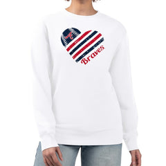 White Atlanta Braves G-III 4Her by Carl Banks Women's Heart Logo Fleece Pullover Sweatshirt