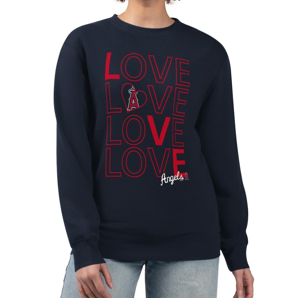 Navy Los Angeles Angels G-III 4Her by Carl Banks Women's Love Team Logo Fleece Pullover Sweatshirt