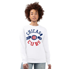 White Chicago Cubs G-III 4Her by Carl Banks Women's Team Logo Fleece Pullover Sweatshirt