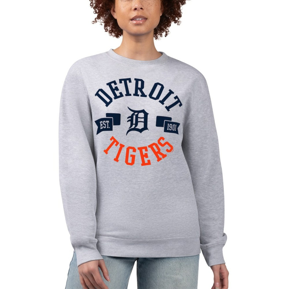 Heather Gray Detroit Tigers G-III 4Her by Carl Banks Women's Team Logo Fleece Pullover Sweatshirt