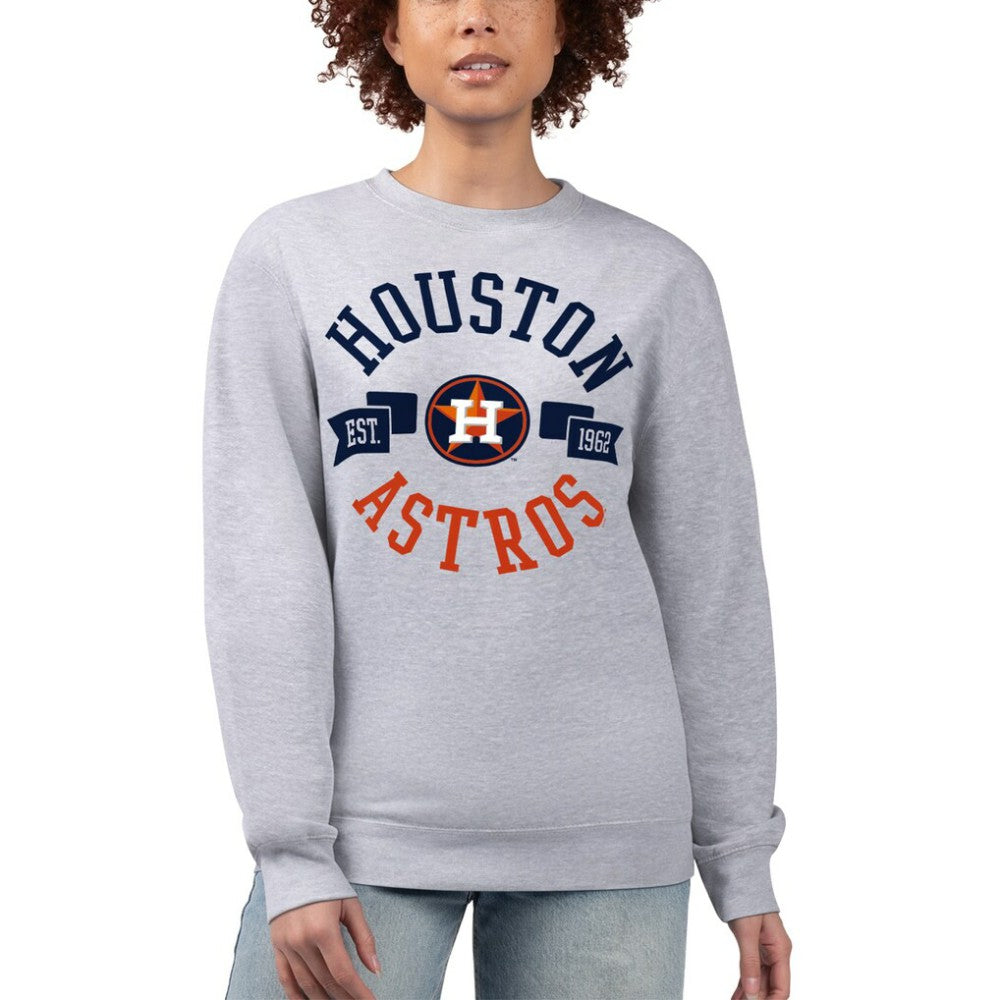 Heather Gray Houston Astros G-III 4Her by Carl Banks Women's Team Logo Fleece Pullover Sweatshirt