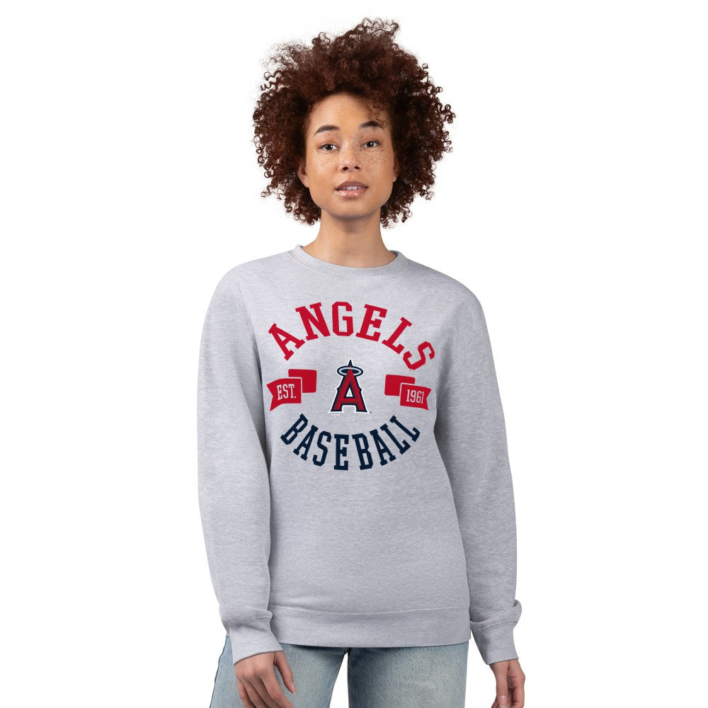 Heather Gray Los Angeles Angels G-III 4Her by Carl Banks Women's Team Logo Fleece Pullover Sweatshirt