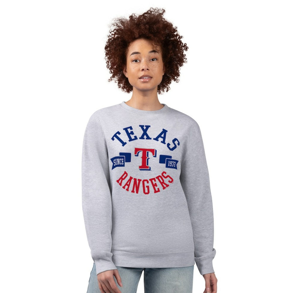 Heather Gray Texas Rangers G-III 4Her by Carl Banks Women's Team Logo Fleece Pullover Sweatshirt
