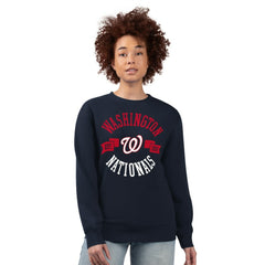 Navy Washington Nationals G-III 4Her by Carl Banks Women's Team Logo Fleece Pullover Sweatshirt